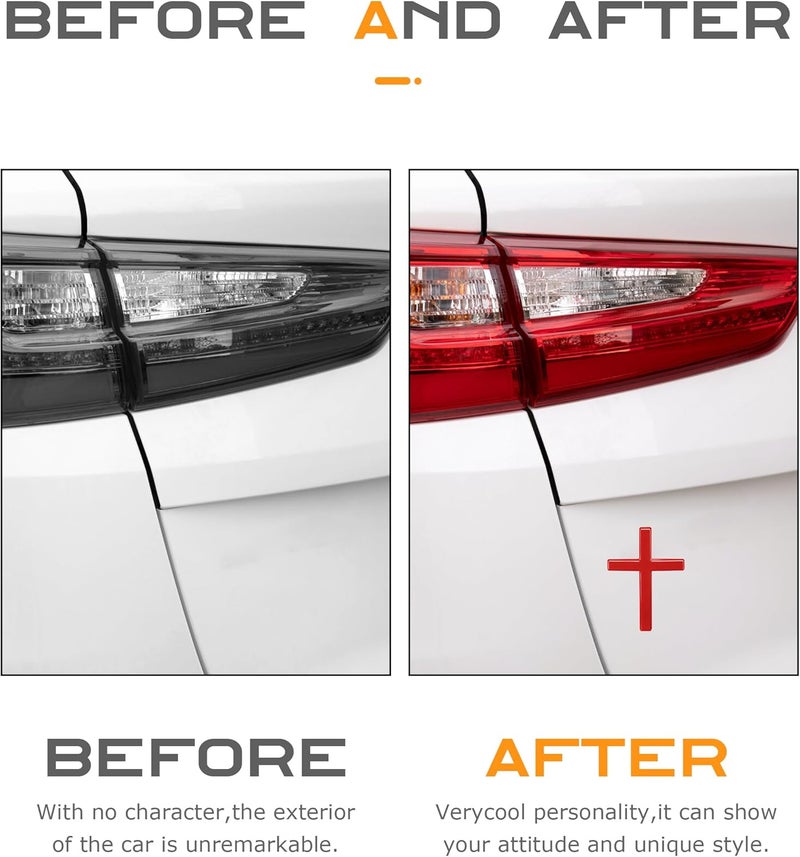 SCUARI 2PCS 3D Cross Stickers,Car Accessories Decals for Vehicles,Self Adhesive Cross Metal Car Emblem,2.5"×1.8" Cross Jesus Automotive Decal,Suitable for Trunk Tailgate Side Decoration (Gold&Red) - Image 5